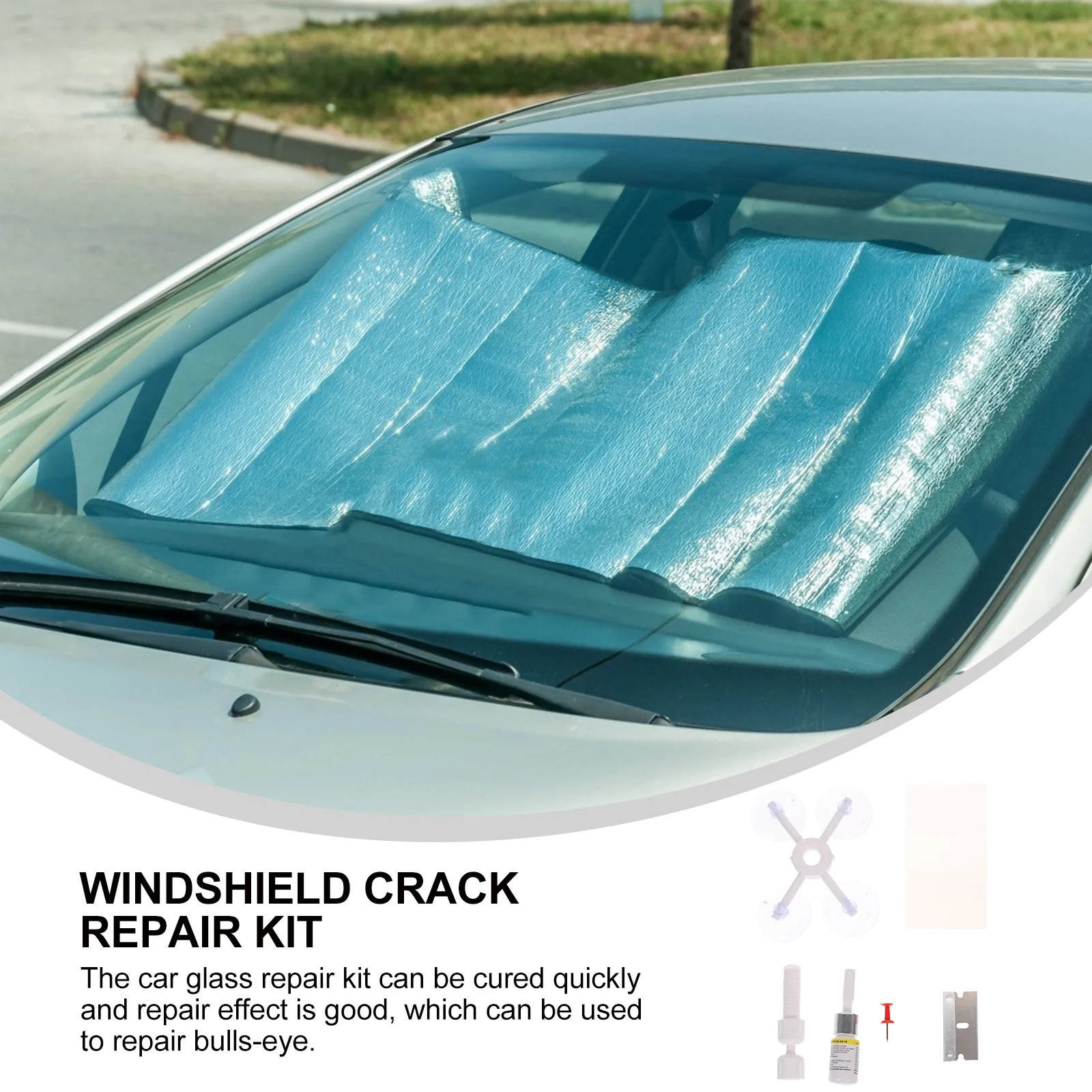 Glass Repair Kit Windshield Mirror for Chips Car Crack Window Suite Long Cracks Rubber Abs