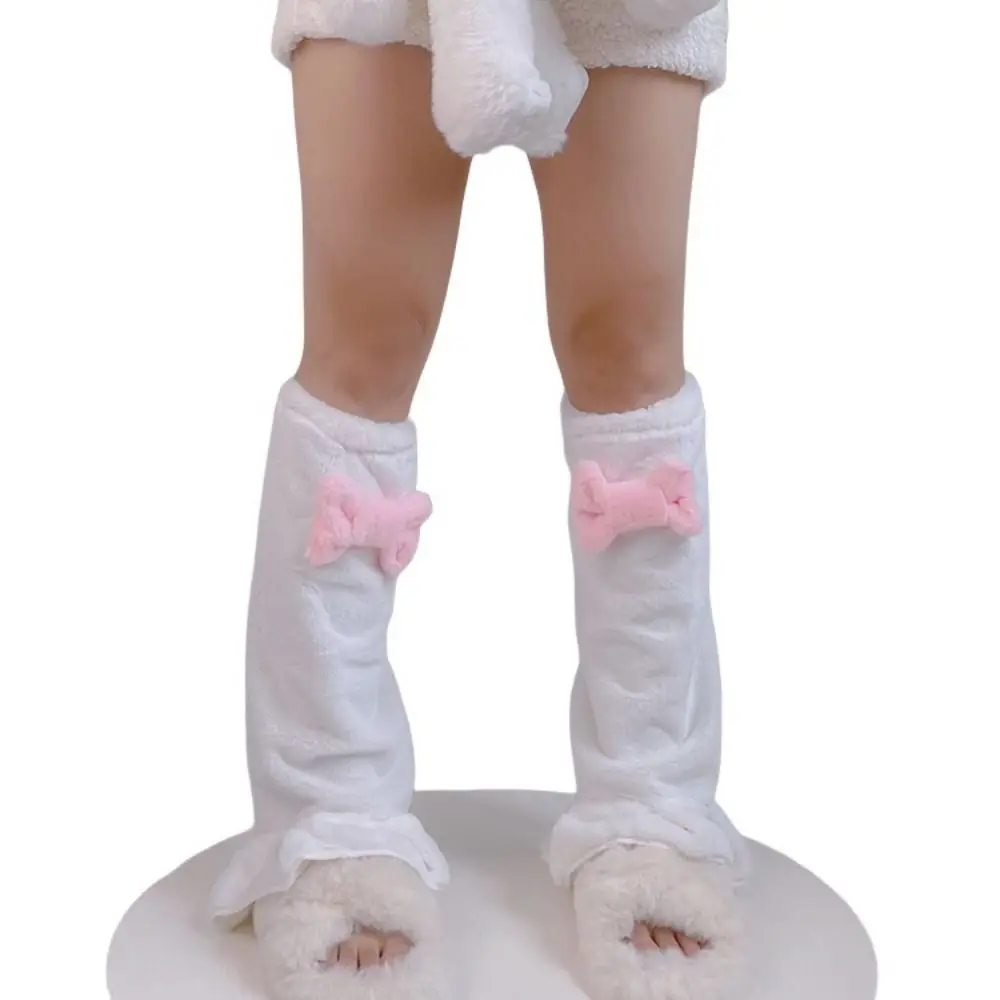 Kawaii تكدرت حافة القوس أفخم تدفئة الساق النمط الياباني Bowknot المرأة جوارب غطاء الساق الكورية نمط الفتيات #5