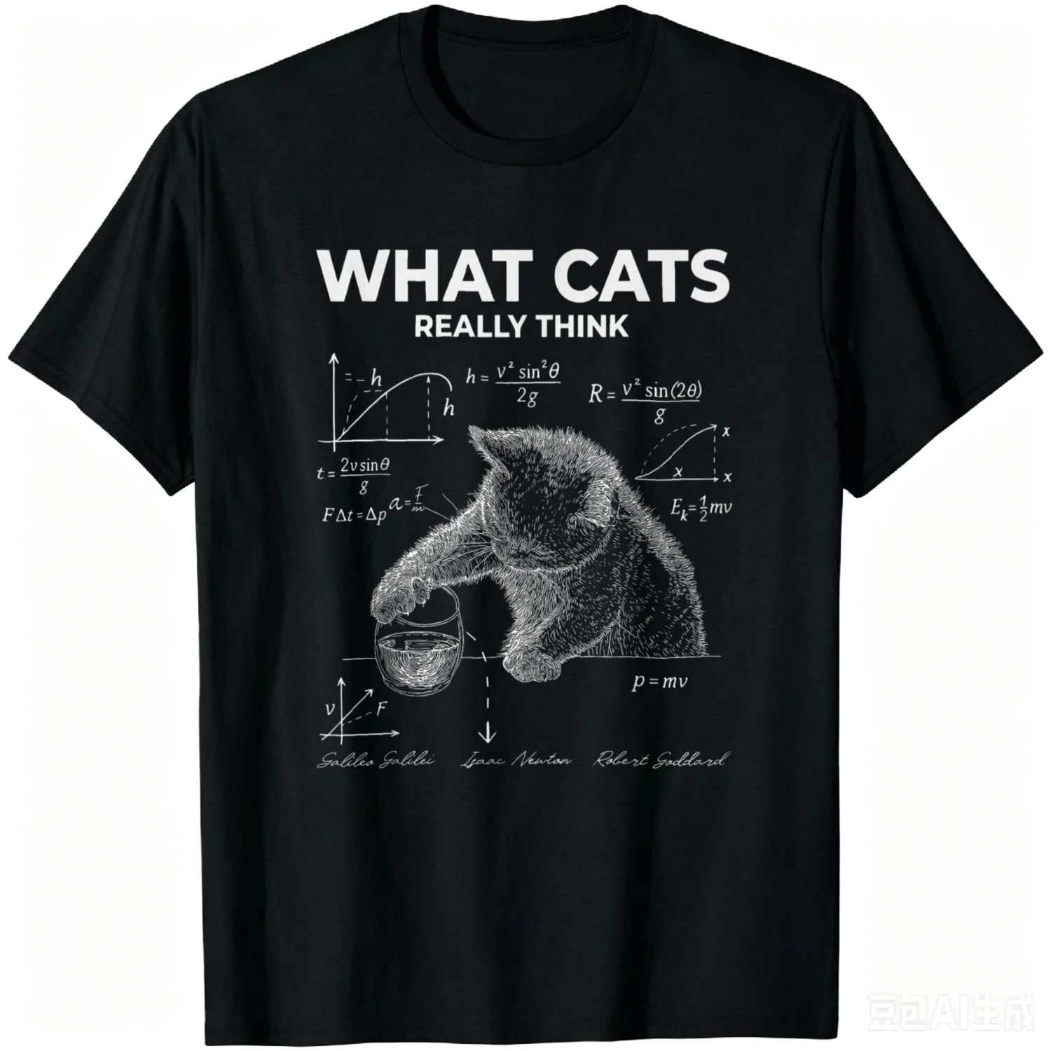 Funny Science Cat Meme What Cats Really Think Humor T-Shirt Cotton Women Mens Clothing Tops Camiseta Streetwear