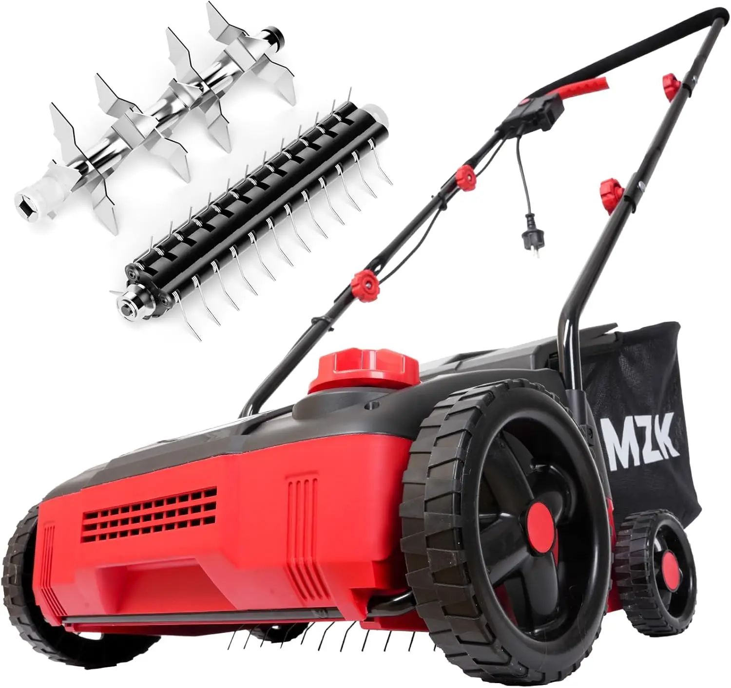 

13-inch 12-Amp 2-in-1 Electric Dethatcher and Scarifier w/Removeable 8-Gallon Collection Bag, 4-Position Height Adjustment