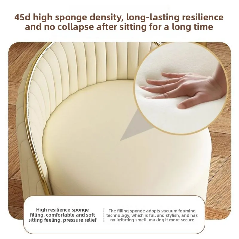 Nordic Vanity Chair with Backrest Minimalist Makeup Stool Small Space Bedroom Round Stool for Girls
