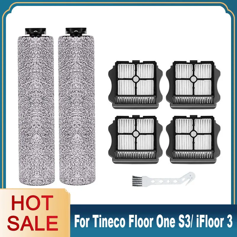 Adecuado para tineco Flower One s3, tineco ifloor 3 cepillo de accesorios HEPA tambor de filtro cepillo de repuesto de aspiradora seca y húmeda sin cuerda