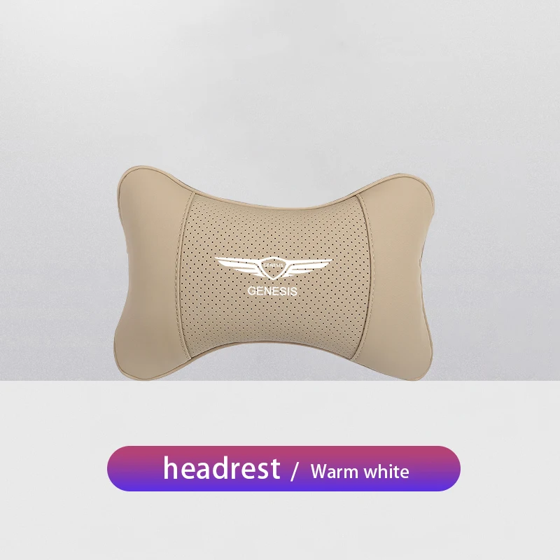 1Pcs Car Seat Headrest Auto Logo Neck Pillow For Genesis G80 GV70 GV80 GV60 G70 Essentia Neolun G90 GV90 X