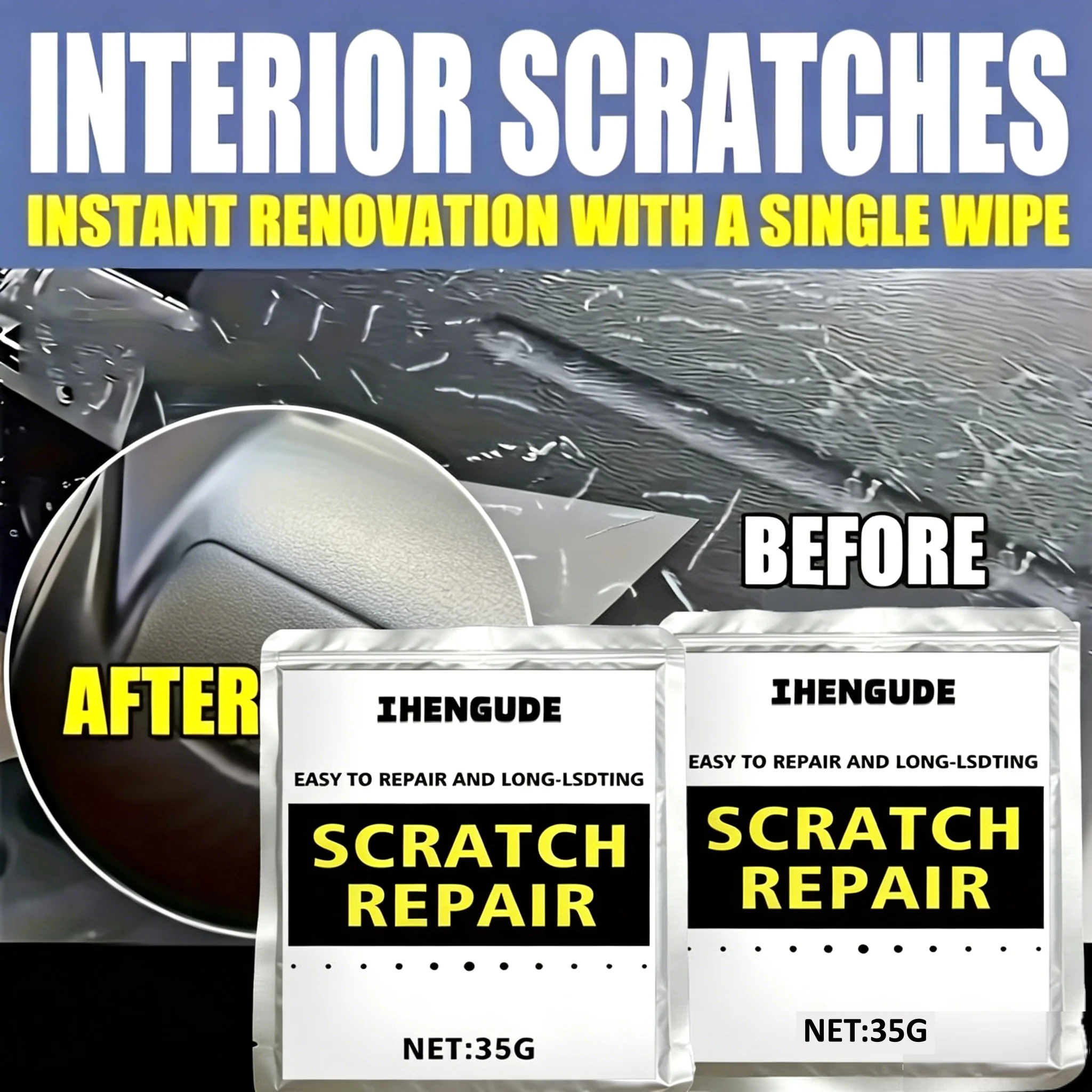 2-Piece Set of Nano Flash Cloth, Magic Car Paint Scratch Repair Cloth, Car Metal Surface Polishing Cloth, Scratch Repair Tool and Cleaning Accessories
