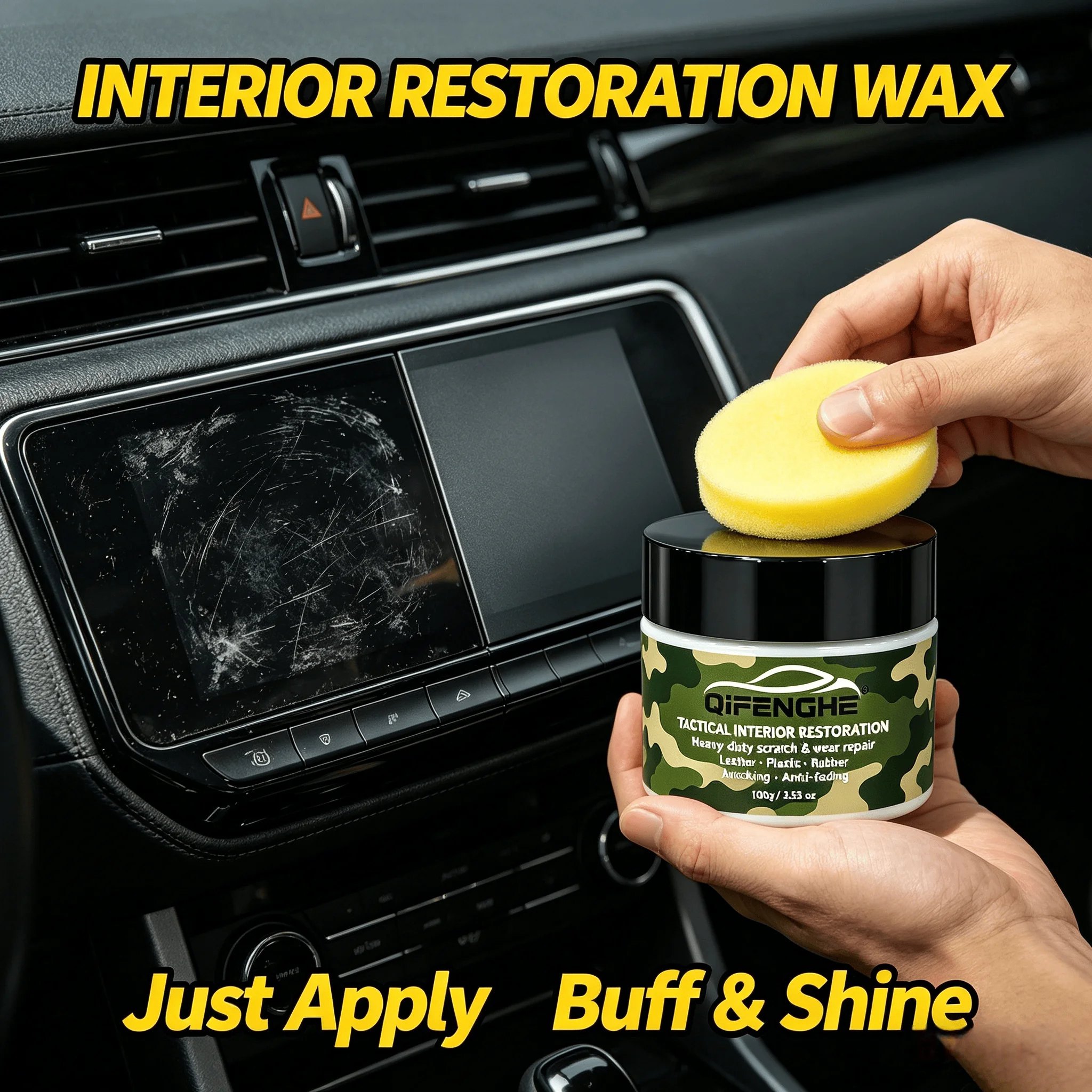 Car Interior Repair Wax 100g Multi-Material Leather Plastic Care Scratch Remover Anti-Aging for Dashboard Seats