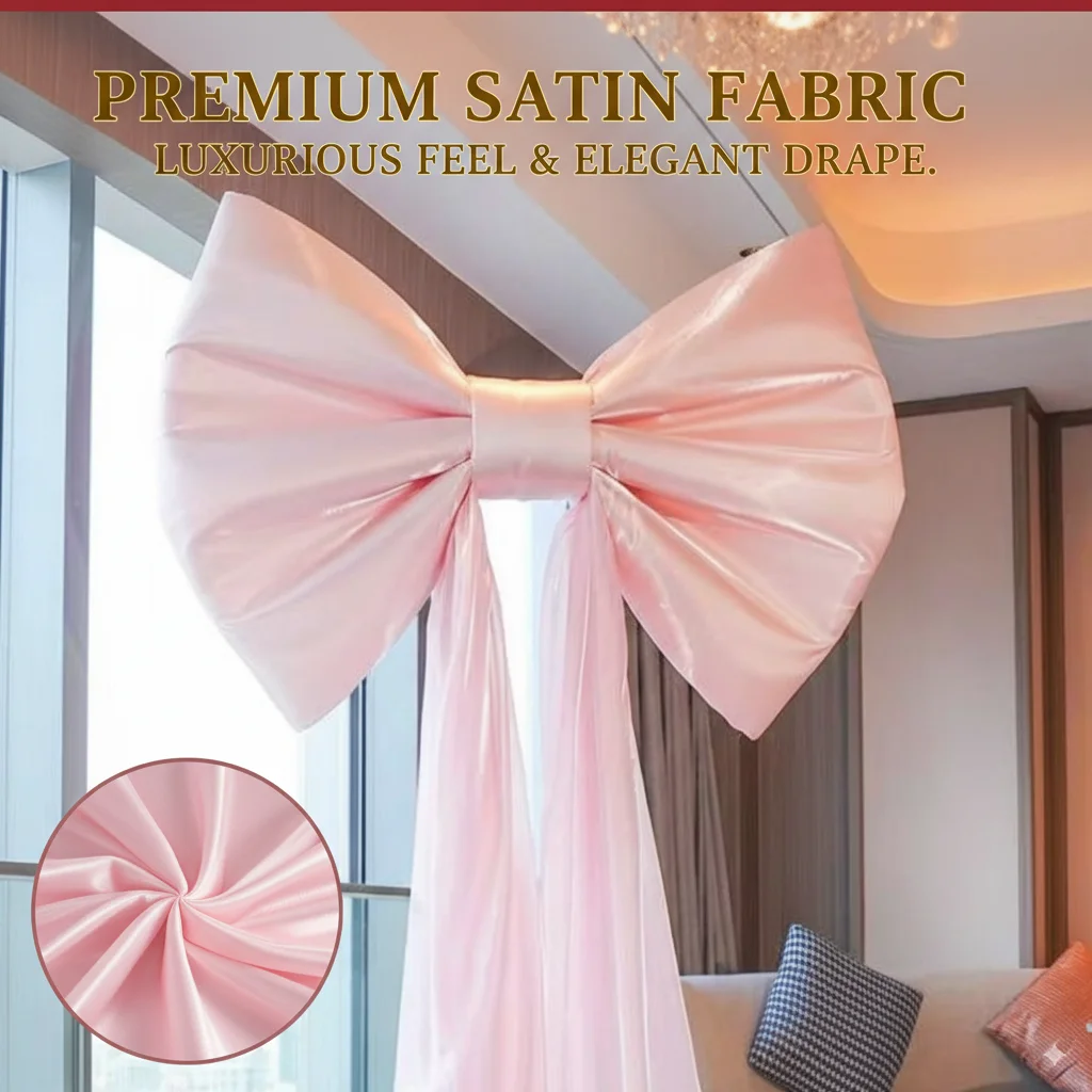 زخرفة خلفية على شكل فيونكة وردية عملاقة، شريط كبير قزحي الألوان للتعليق على الحائط لإعداد الحدث في حفلات الزفاف وأعياد الميلاد