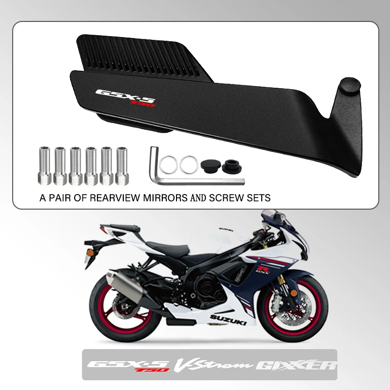 Espejo retrovisor de ala de viento fija para motocicleta, gran angular, certificado de pista, para SUZUKI GSX-S750 GSX-S1000GT Gixxer DR-650 SV650 M109R