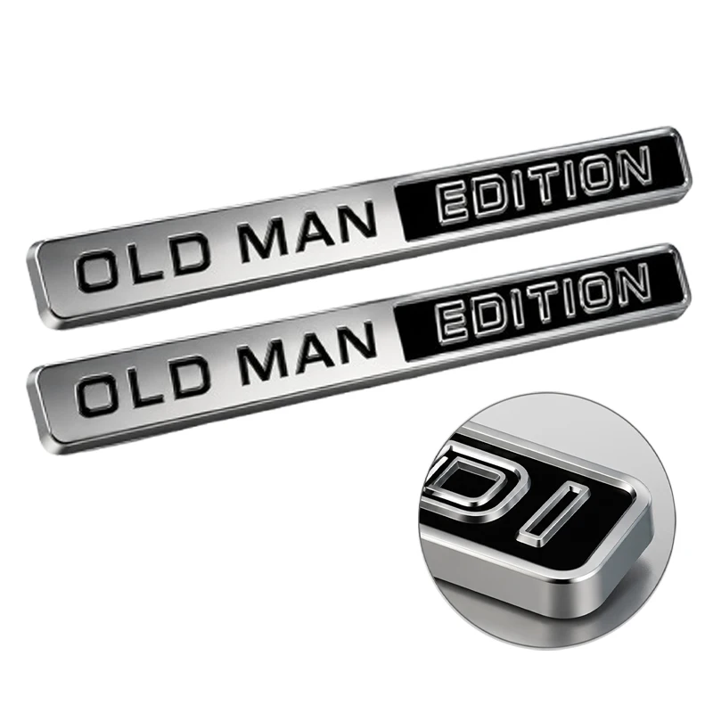 2 Stück Old Man Edition 3D Emblem Aufkleber ABS Abzeichen Lustige Old Man Edition Aufkleber Auto Ersatz-Türdekoration für Universalgebrauch