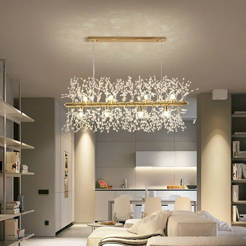 Light Luxury Restaurant Crystal Chandelier Modern Living Room Lamp Kitchen Table Luxury Lamp Creative Crystal LED Chandelier