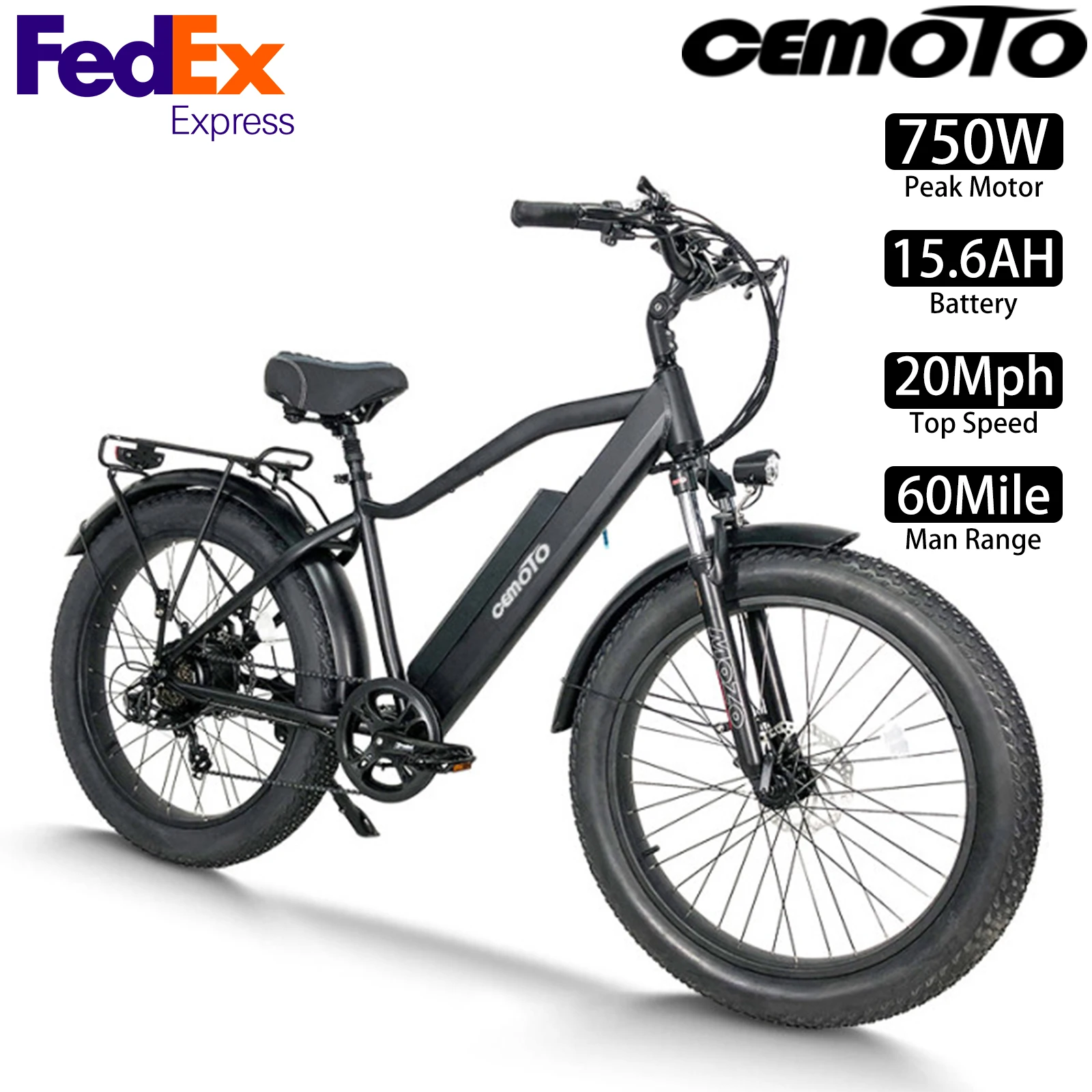 

Электрический горный велосипед 26 дюймов, 750 Вт, 20 миль в час, 60 миль, городской пригородный электрический велосипед, 48 В, 15,6 Ач, новинка 2025 года