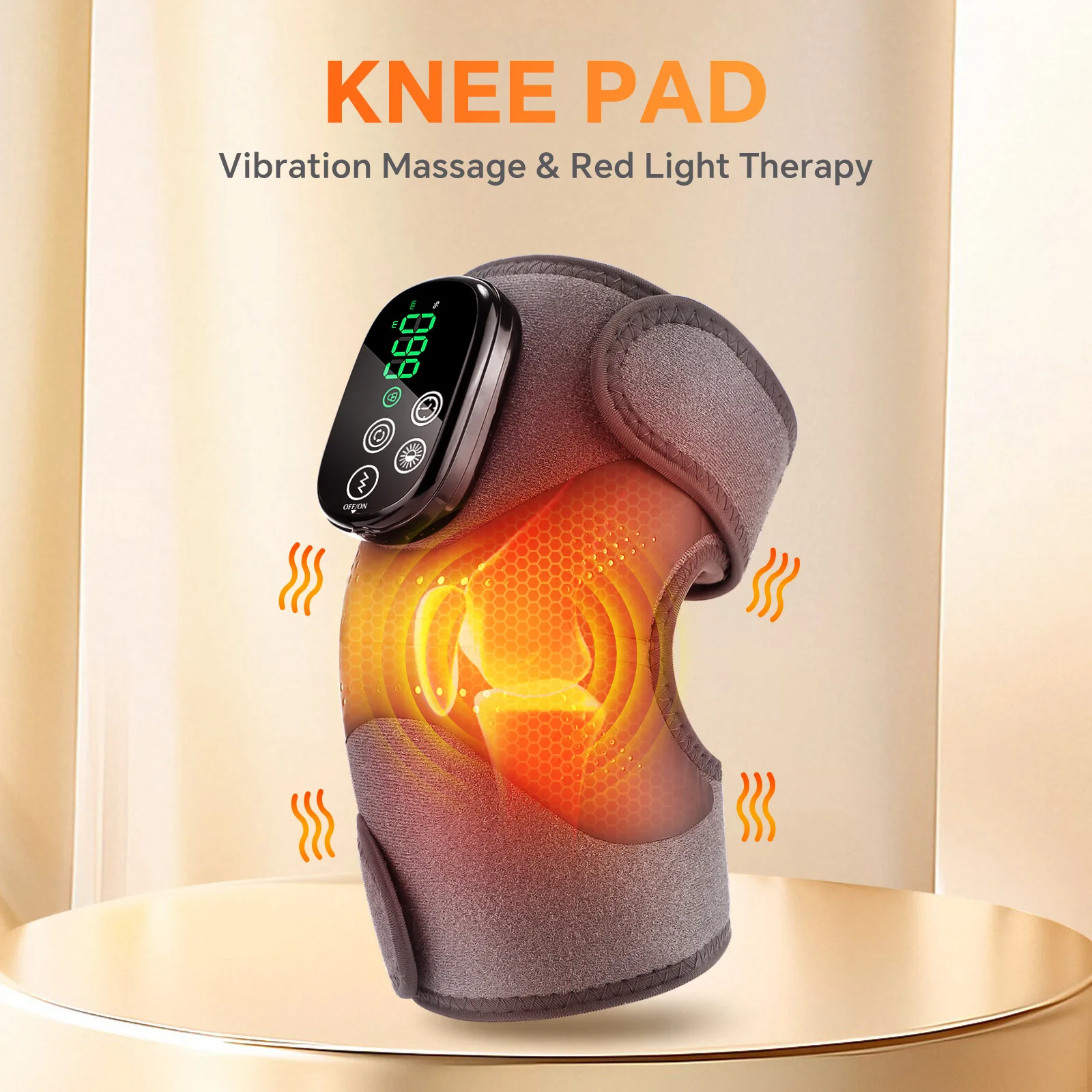 Heated Knee Massager Red Light Therapy 660nm 850nm Infrared LED Heat 4 Modes Vibration Massage Hot Compress Joint Pain Relief