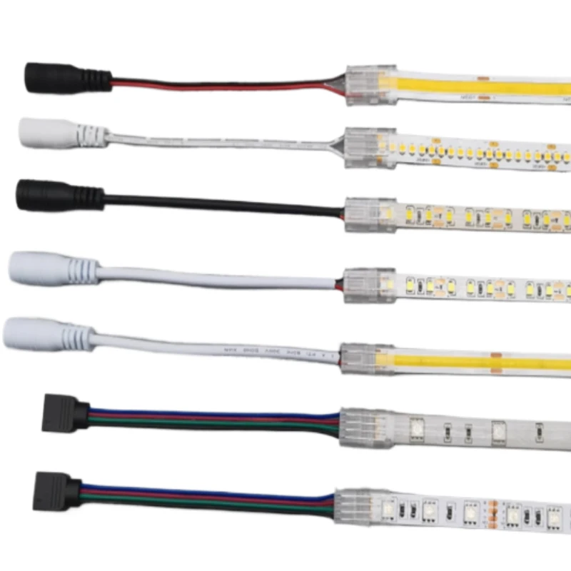 

8/10/12mm DC 2/3/4/5pin COB LED Strip Connector Tape Lights LED Corner Connectors for SMD COB 5050 2835 Strip Light Fixed Clamps