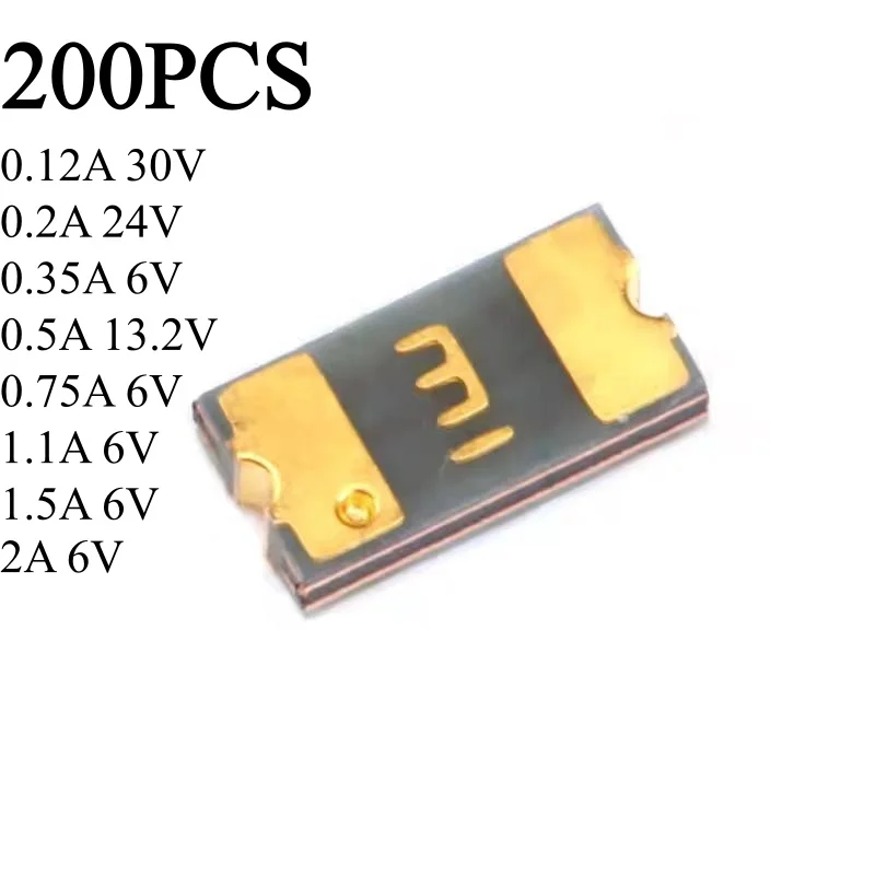 200PCS 1206 Surface Mount Self-Recovery Fuse 0.12A-2A Overcurrent/Overheat Protection
