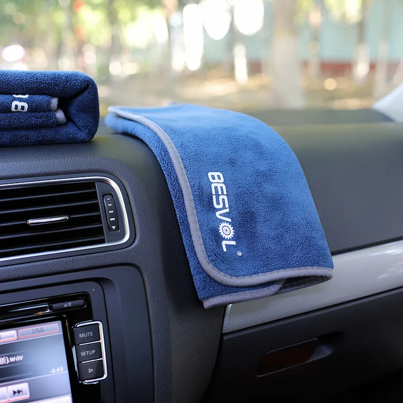 Double sided coral velvet Car Cleaning  Towel Cars Wash Drying Cloth Hemming Towel Care Cloth Car Detailing Wash Towel for