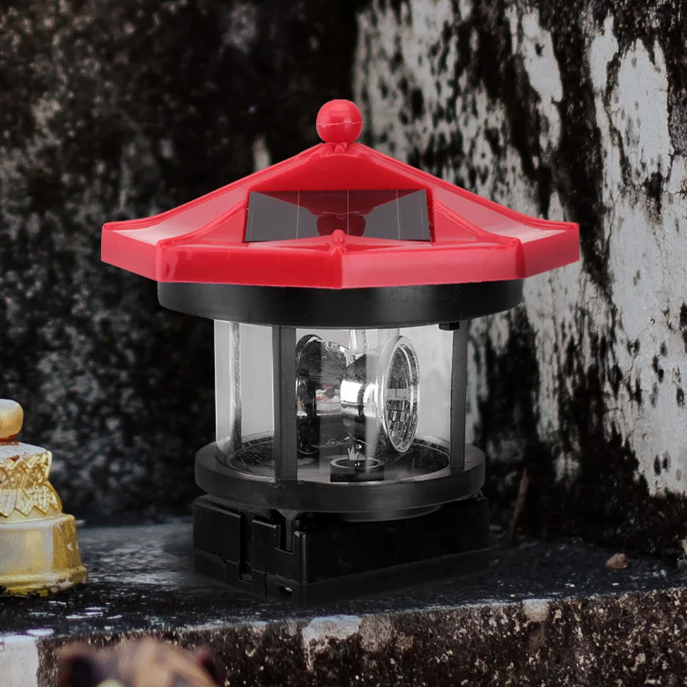 2 pièces résine phare solaire lampe extérieure rotative lumière LED pour jardin cour voie Patio décor éclairage phare lampe
