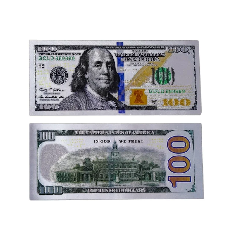 US 100 Dollar Bills Silver Plated Banknote Fake Money Collectible Currency Souvenir Business Gifts