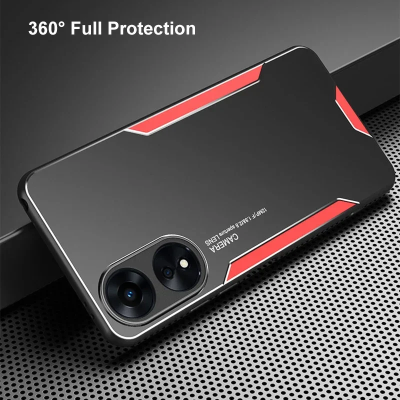 Silicone Shockproof Full Protection Case For OPPO A58 A78 4G A98 5G Aluminum Metal Phone Case For OPPO A97 A58X Matte Back Cover