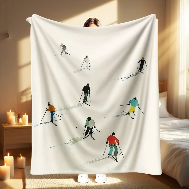 1pc Ski Athlete Throw Blanket - Lightweight All-Season Soft Bedspread for Couch, Camping, Travel - Machine Washable Sofa & Outdo