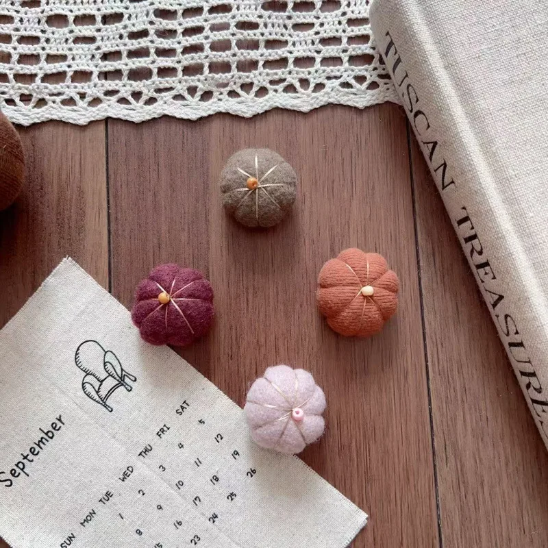 Handmade Fabric Pumpkin DIY Hair Brooch Pin for Kids Shoes Socks Phone Case Bag Clothing Trim Soft Cute