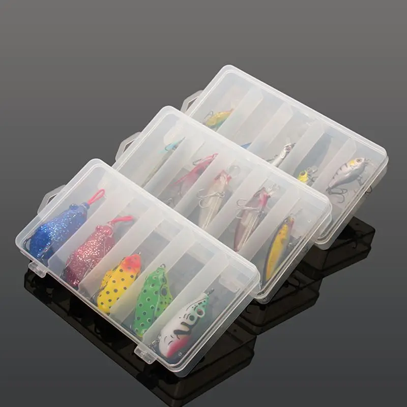 Plastic Fishing Lures Storage Organizer Box 5 Dividers Fishing Tackle Storage Box Organizer Tool Parts Container Box 17.5*9.5cm