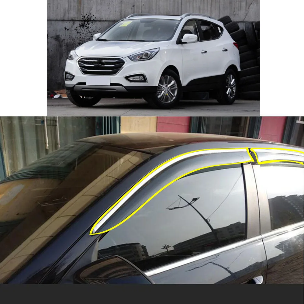 For HYUNDAI IX35 2010-2011 2012 2013 2014 2015 2016 2017 Car Sticker Plastic Window Glass Wind Visor Rain/Sun Guard Vent