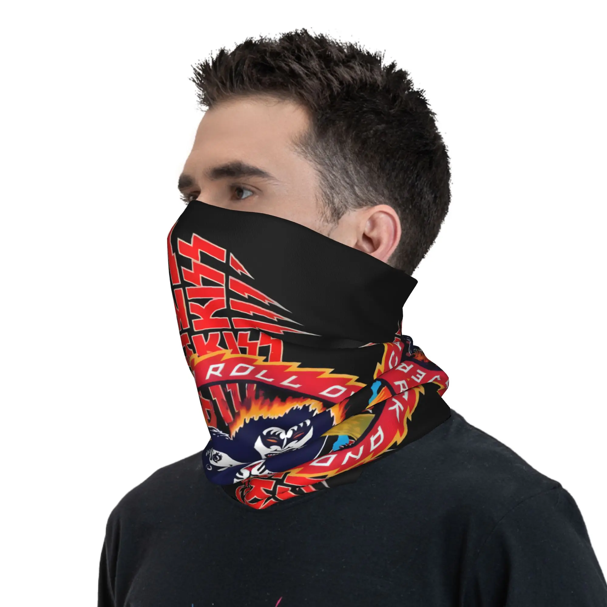 مخصص ريترو روك K-قبلات روك باندانا الرقبة أدفأ النساء الرجال الشتاء التزلج وشاح أنبوبي الجراب خمر واقي الوجه