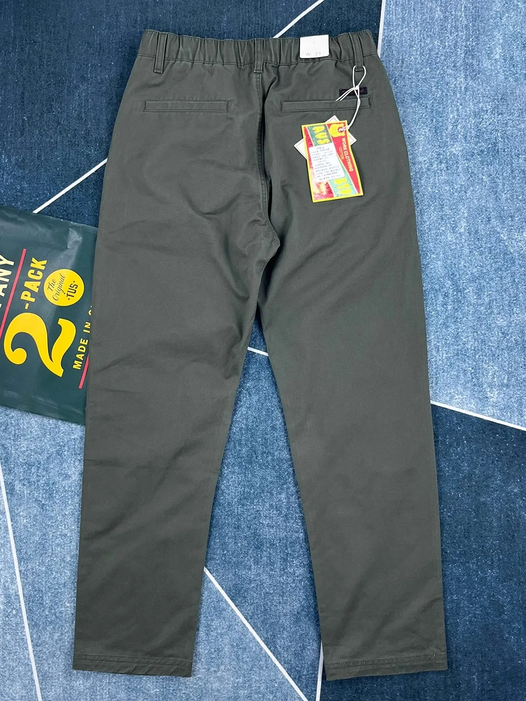 

Men's Casual Cotton Straight Leg Pants Retro Pure Color Military een Elastic Waist Trousers Versatile Autumn Faion