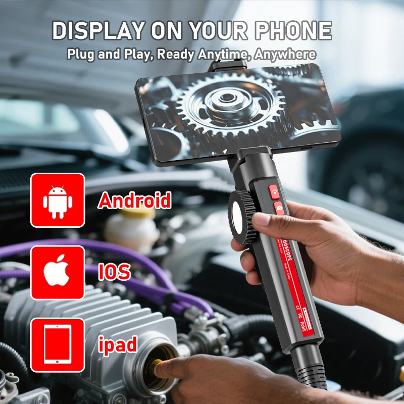 Endoscope Camera Borescope HD 360° Two-Way Type-C Articulating 6mm Car Inspection Industrial Endoscope IOS Or Android