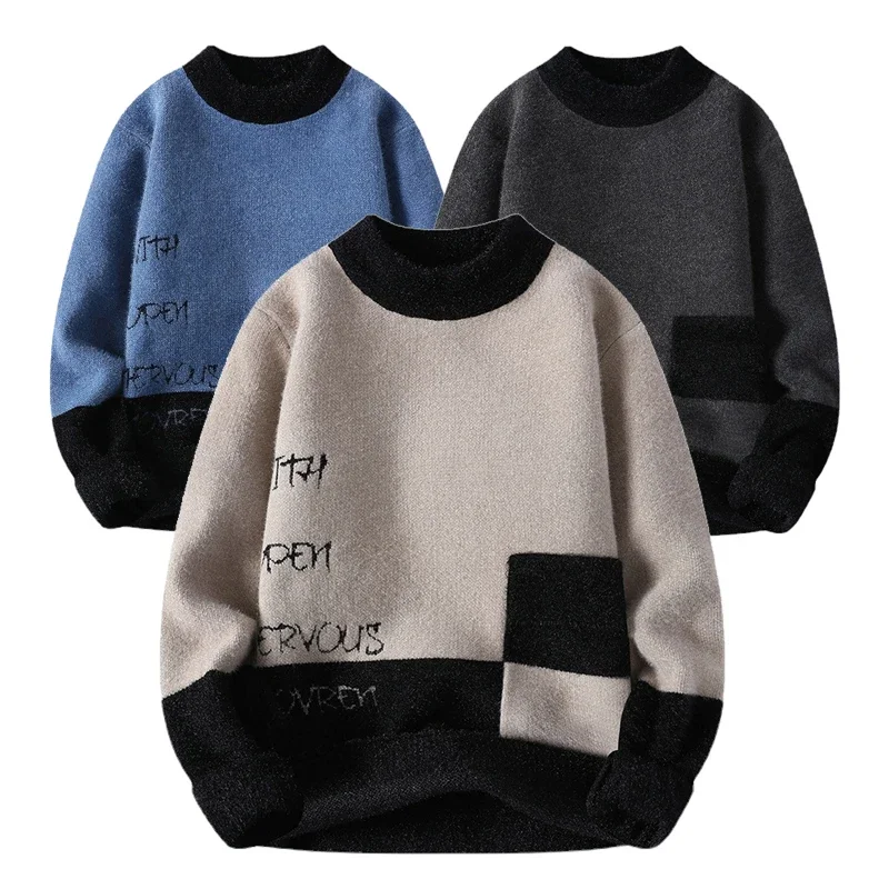 

High Quality Winter Warm New Youth Pullover Knit Sweater Comfortable Fashion Trend Slim Fit Long Sleeve Casual Tops