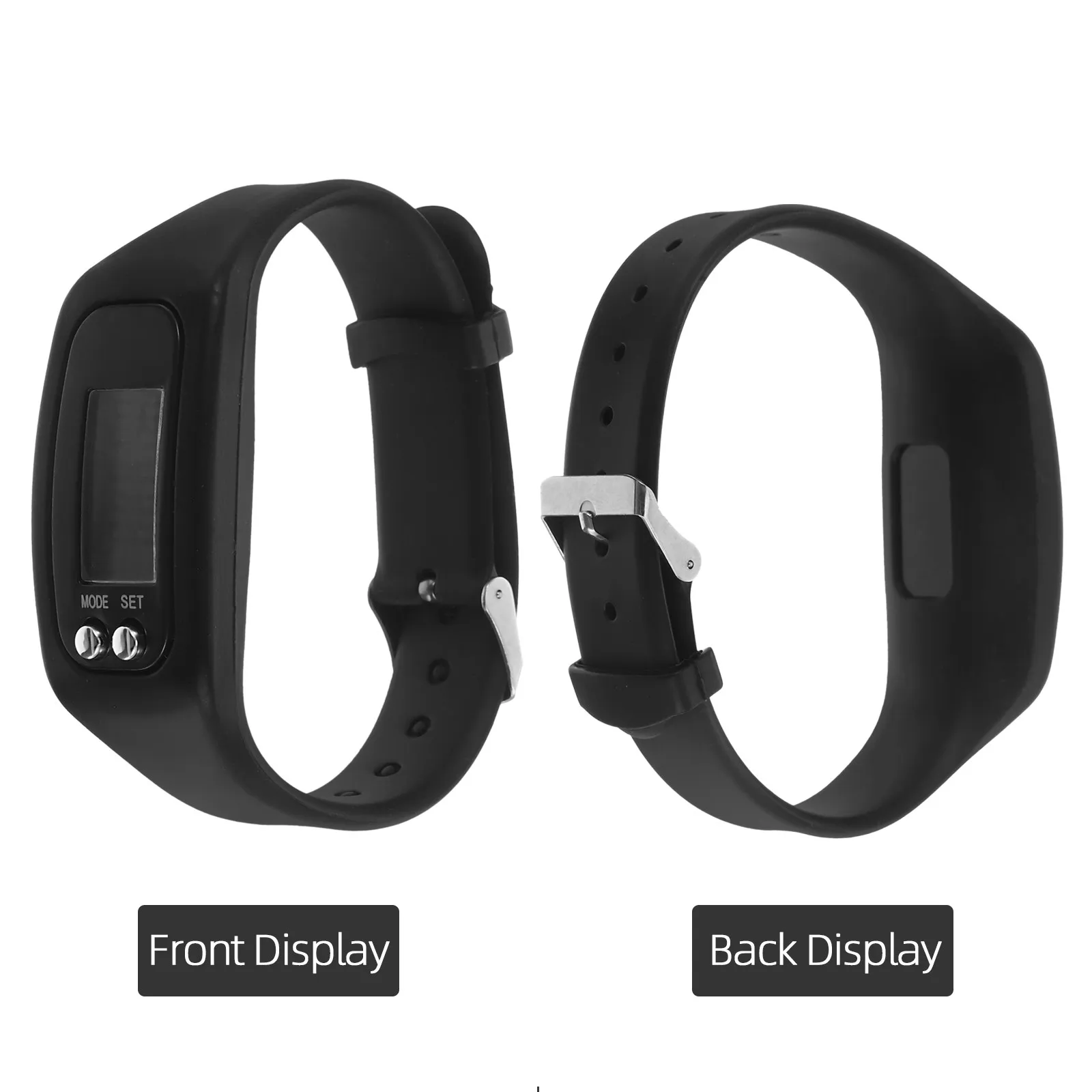 1Pcs Calorie Monitor Sports Watch Waterproof Pedometer Wristband Durable Real-Time Fitness Tracker Casual Wear Black