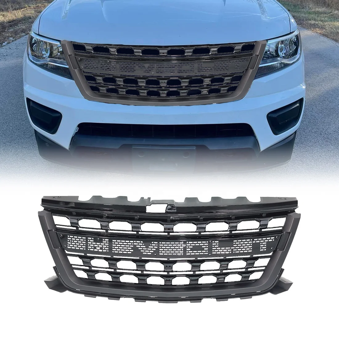 Custom Car Grills Mesh Style Front Bumper Grille Fit For Chevrolet Colorado 2015-2020 Matte Black ABS