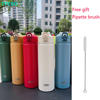 Thermos Bottle with Straw 750ml Stainless Steel Thermal Cup Car Insulated Flask Water Tumbler for Outdoor Sports