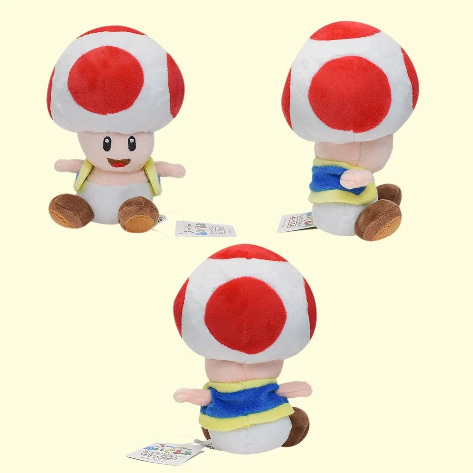 Super Mario Toad Plush Set 16cm - 7 Styles Sitting Mushroom Doll with Removable Vest Cute Nintendo Game Stuffed Toy Collection view 6