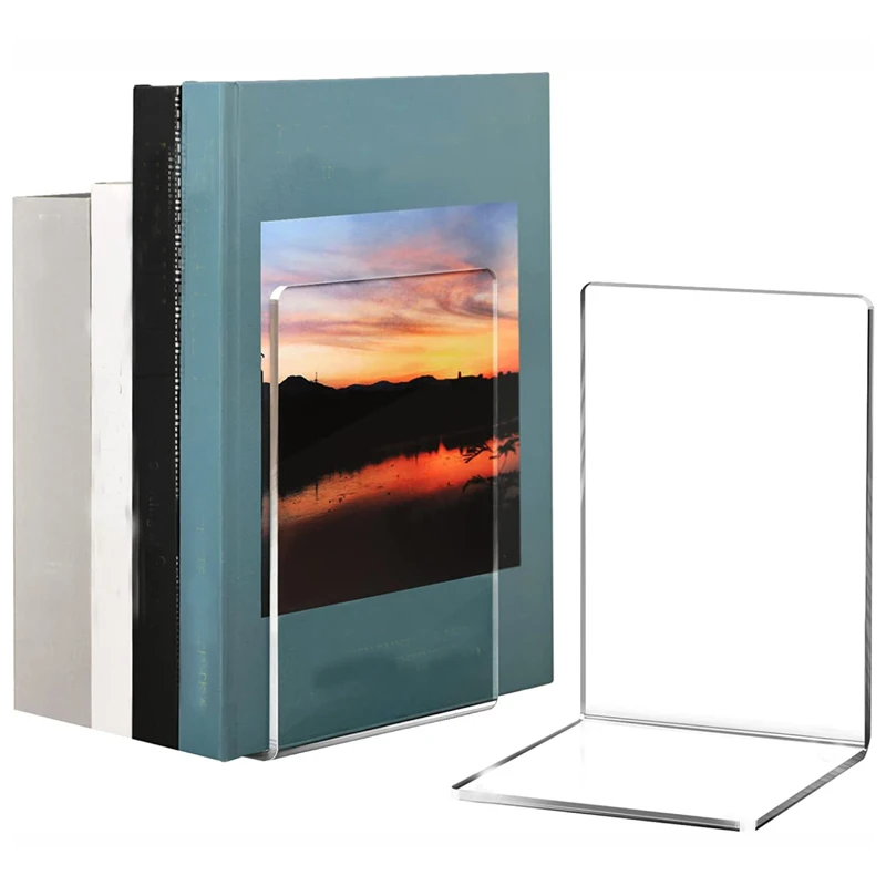 1/2pcs Clear Acrylic Bookends Desktop Display Stands for Office, Home Retail Use, Book Storage, Book Stopper for Movies/CD