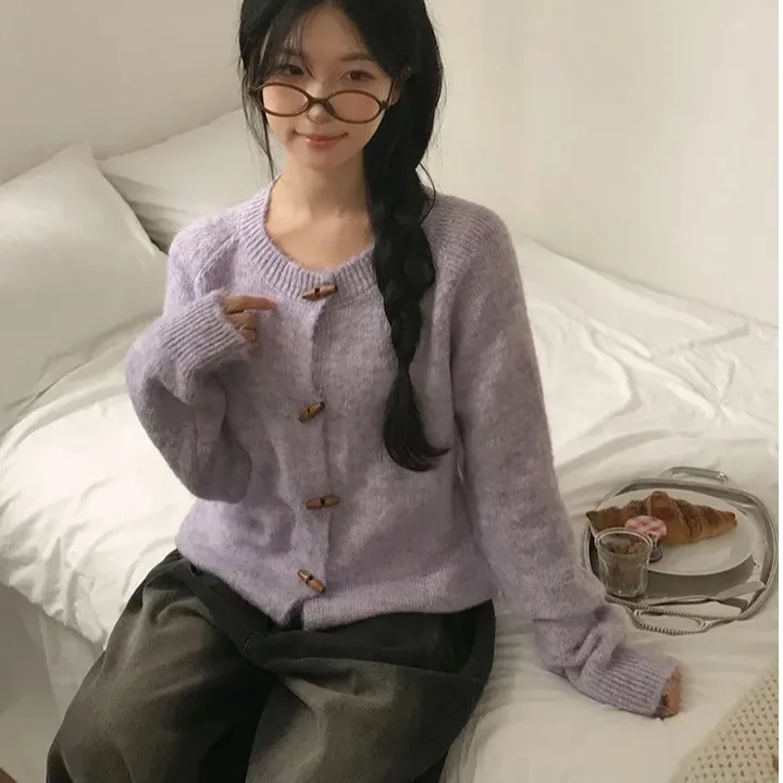 

Женский шикарный свободный свитер Jaet, осень-зима, винтажный мягкий уютный повседневный вязаный топ на пуговицах, длинный све, обычная длина