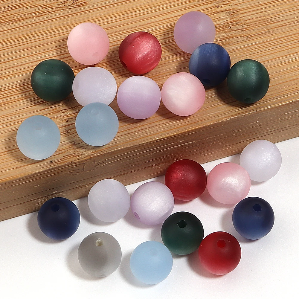 20 Stück/Los 10mm Matte Katzenaugen-Harzperlen, bunte runde lose Spacer-Perlen für Schmuckherstellung, DIY-Armband- und Halskettenzubehör – Detail 6