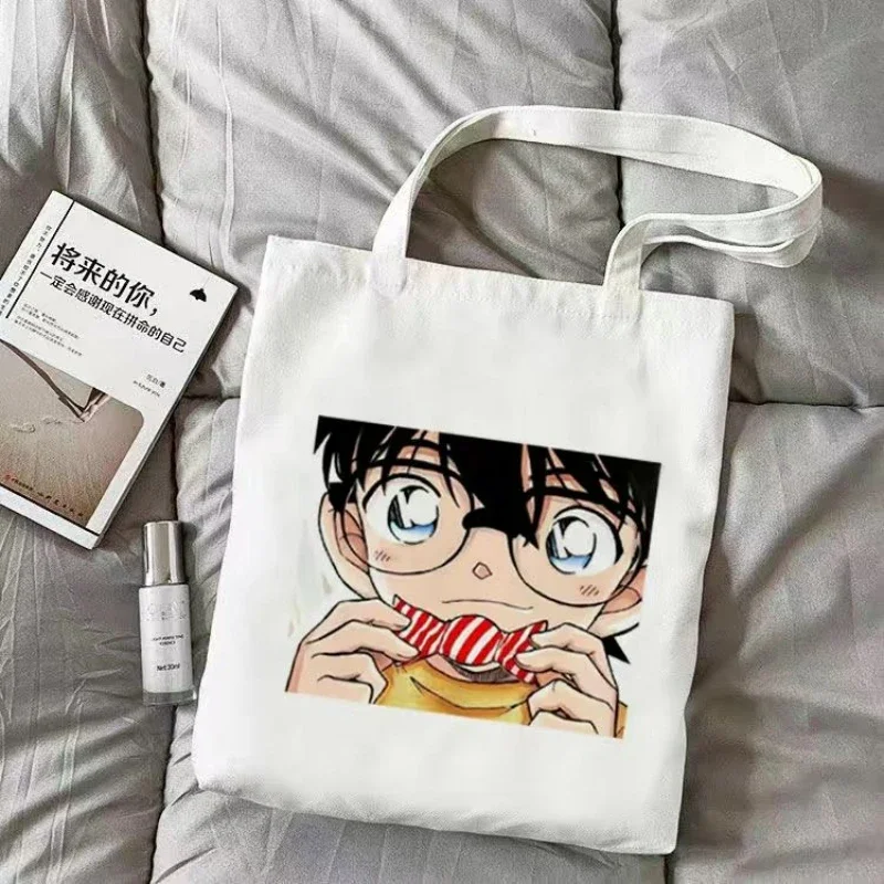 

Women Tote Bag Bilibili Anime Detective Conan Girls Shoulder Handbag Large Capacity Shopping Bags Eco Travel Portable Storage