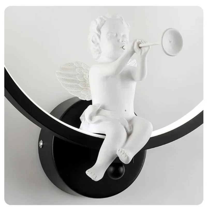 Nordic Modern Angel Wall Lamp LED Bedside Children's Room Study Light Fixture Indoor Home Decoration Sconce