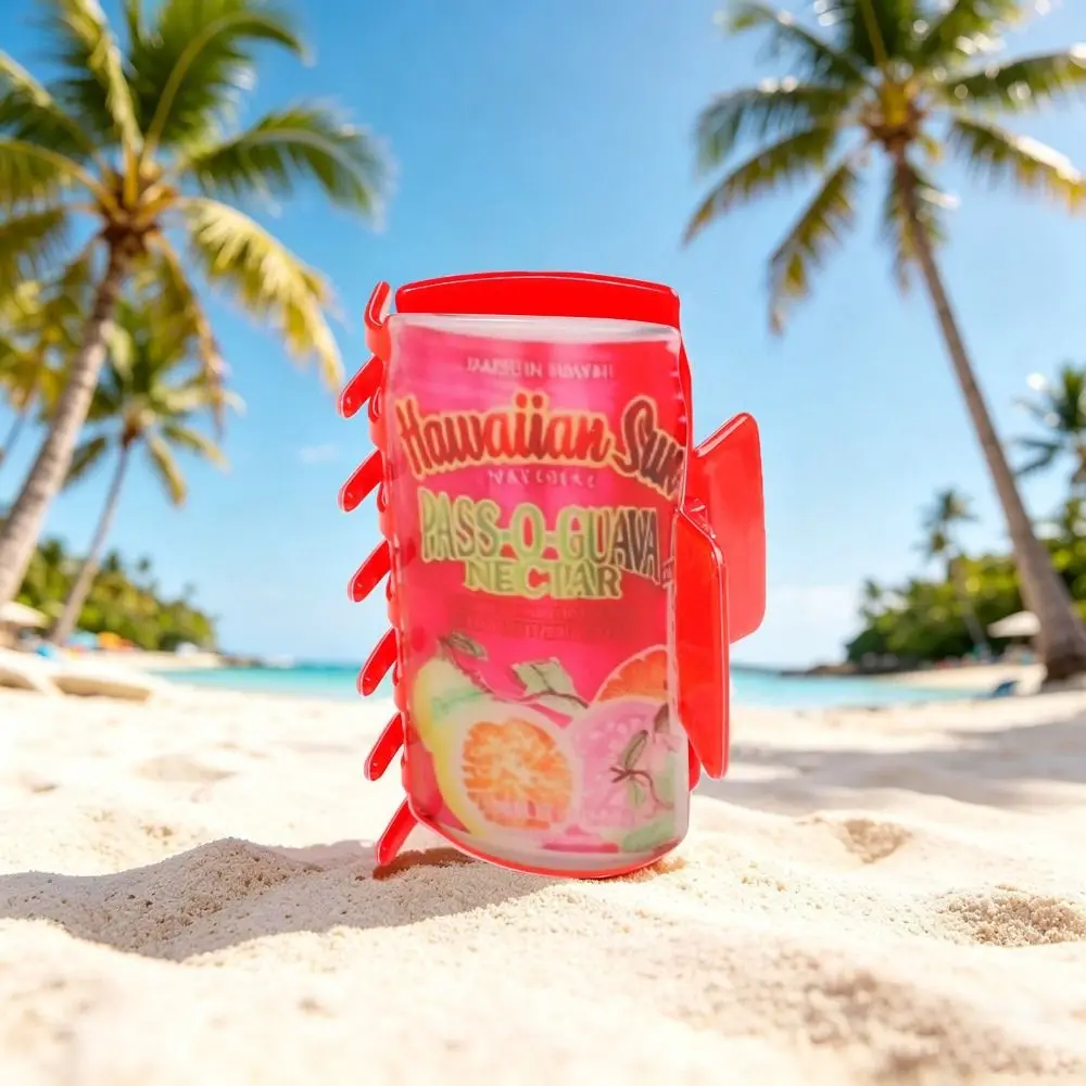 Grab Clip Hairpin Hawaiian Juice Jar Hair Claw Large Size Cartoon Beverage Can Hair Clip Korean Style PVC Square Grasp Vacation