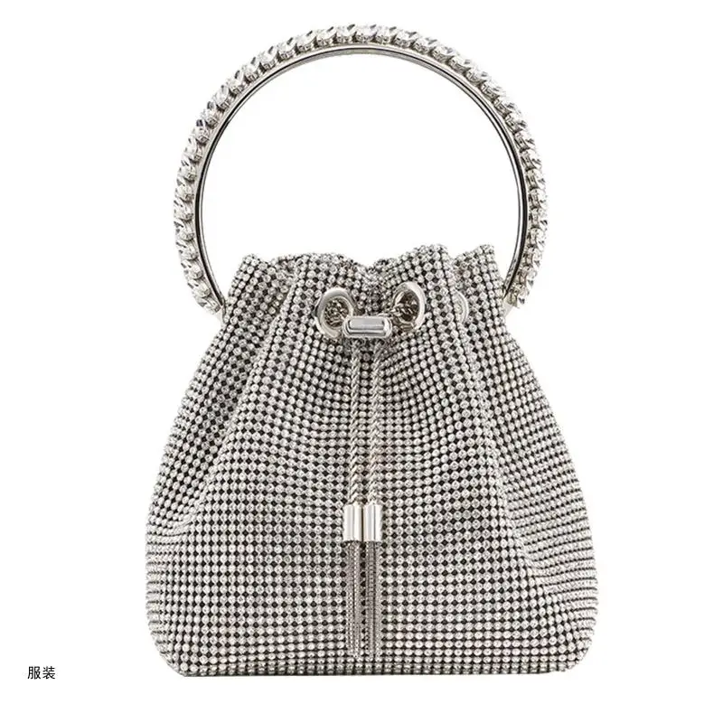 

D0UD for Rhinestone Handbag Bucket Bag Bling Evening Bag Shoulder Bag for Daily Wear