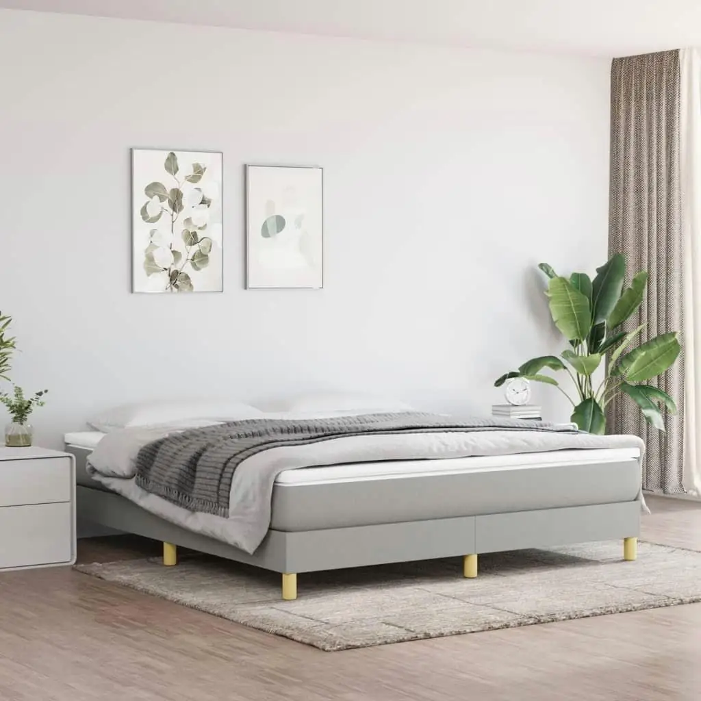 Bed Frame without Mattress Light Gray King Fabric (US Only)