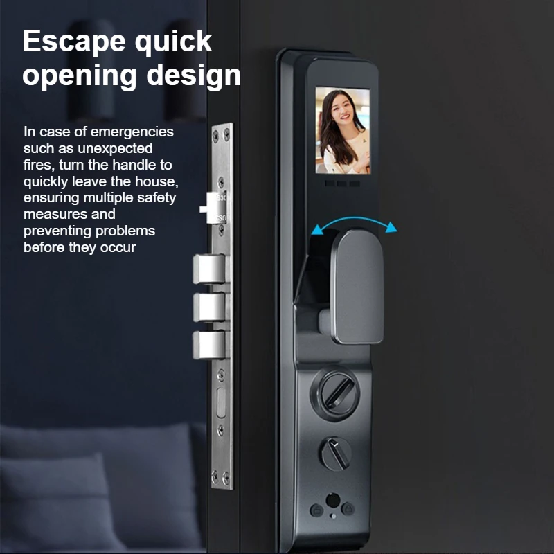 ทูย่า ไวไฟอัตโนมัติสมาร์ทล็อค 3D การรับรู้อินฟราเรดใบหน้าปลดล็อคระยะไกลและกระดิ่งประตู 14 ภาษาสนับสนุน Anti - pry