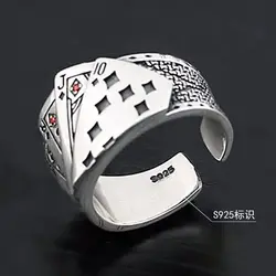 Buyee 925 Sterling Silver Unique Ring Finger Excellent Poker Open Ring for Woman Man Fashion Punk Fine Jewelry Circle with Box