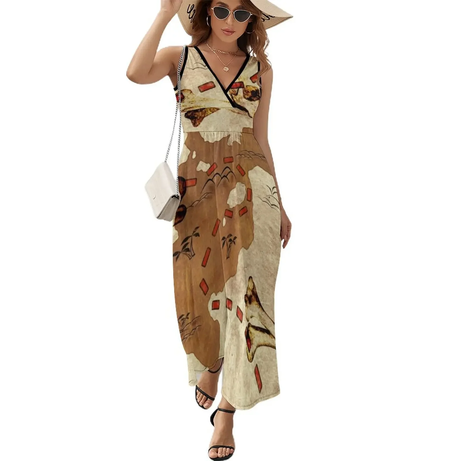 

treasure map Sleeveless Dress dresses for womens 2025 Women's evening dress prom dress elegant and pretty women's dresses