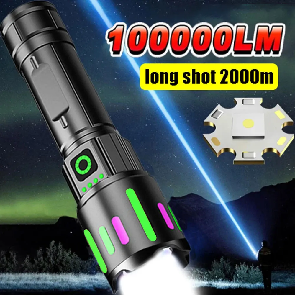 High Power Rechargeable LED Flashlights Super Bright Flash Light Powerful Lantern Portable Camping Torch Outdoor & Emergency Use