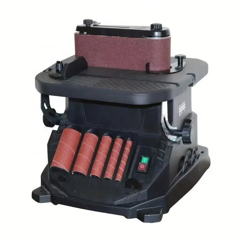 Benchtop Drum Sander With Oscillating Spindle for Woodworking Surface Finishing Preparation