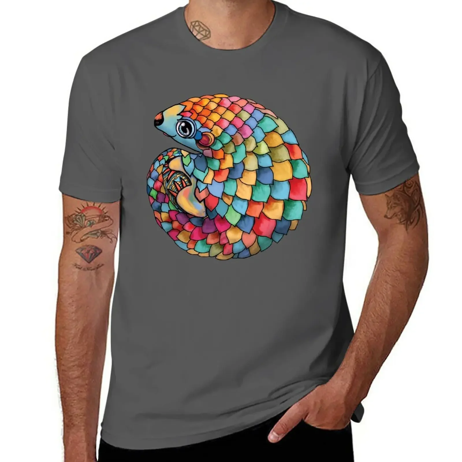 New Rainbow Pangolin T-Shirt man clothes Tee shirt mens t shirt graphic