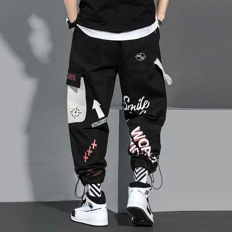 Cargo Pants for Men Hip Hop Summer Joggers Plus Size Trousers Man Graffiti Autumn Korean Style Y2k Oversize Casual High Quality