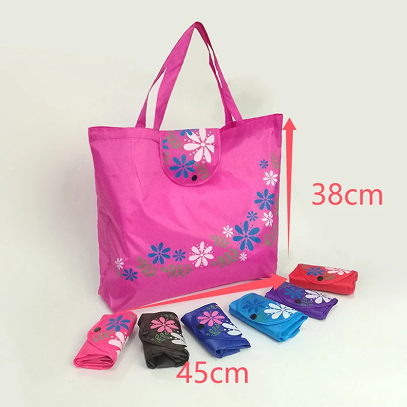 Bolso de compras plegable para mujer, bolsa Floral reutilizable de gran capacidad, de tela Oxford, informal, de comestibles, duradero, con cierre