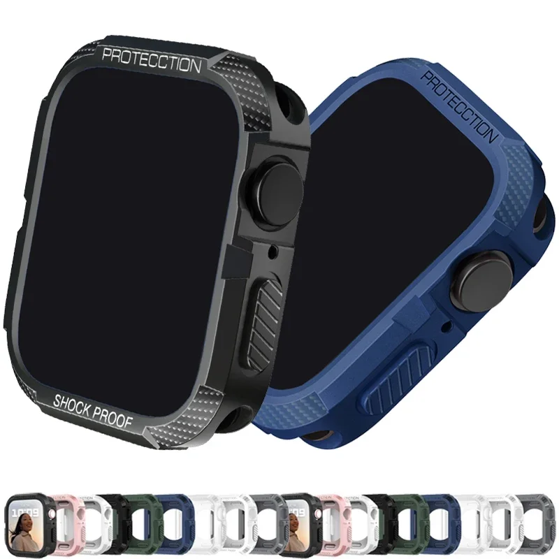 Capa robusta para apple watch case 44mm 40mm 45mm 41mm 42mm 38mm tpu protetor de tela caso iwatch série 9 7 8 se 6 5 acessórios